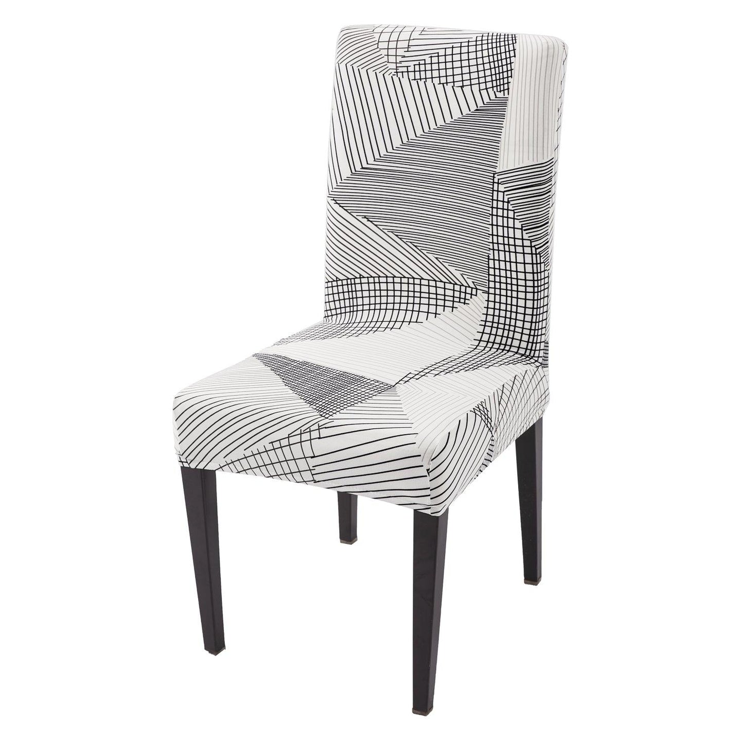 Snow White Black Geometry Print Chair covers set of 1 piece