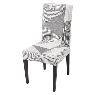 Snow White Black Geometry Print Chair covers set of 1 piece
