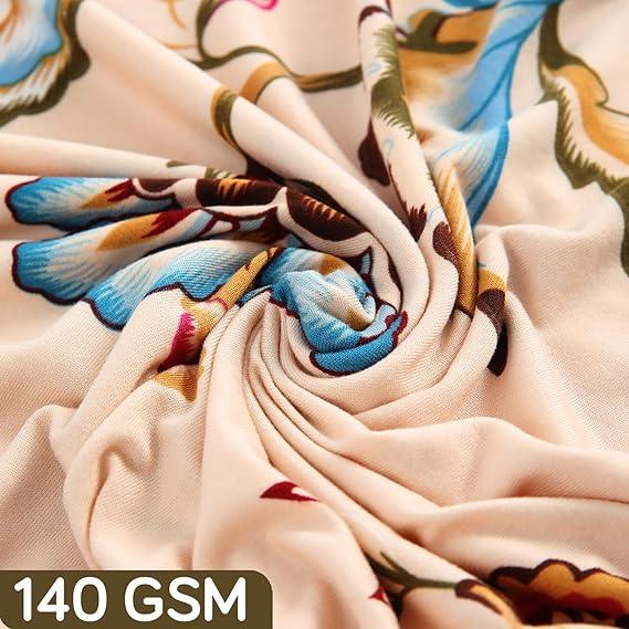 Beach Beige Dahlia print elastic dining chair covers | Hokipo