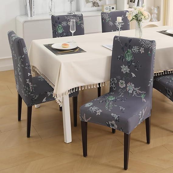 Bentonite Grey Budding Florals print stylish chair cover | Hokipo