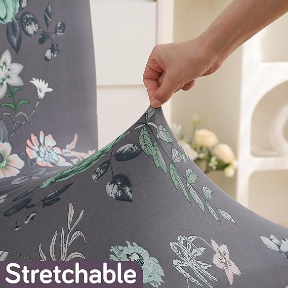 Bentonite Grey Budding Florals print stretchable chair covers | Hokipo