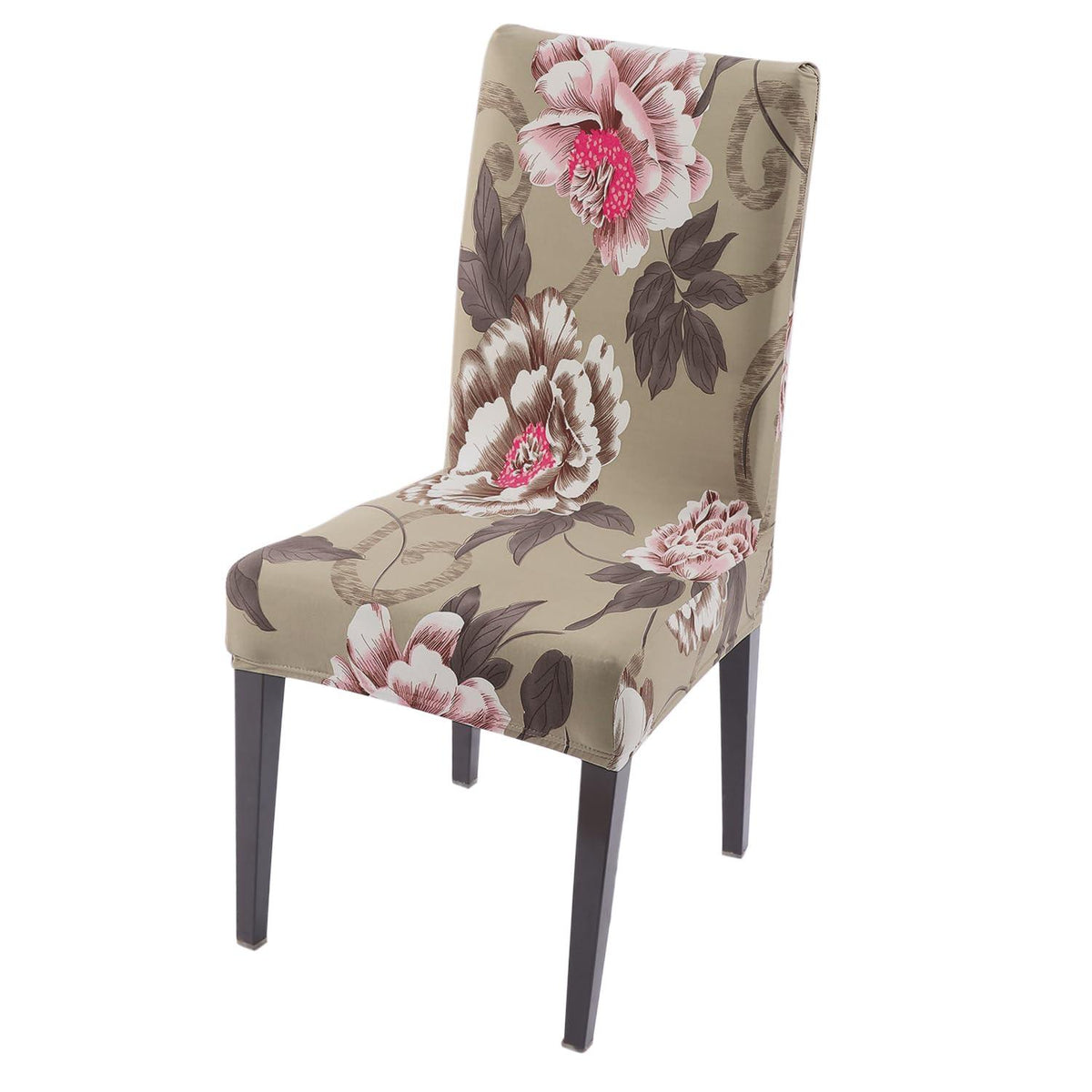 Buff Brown Geum print chair cover | Hokipo