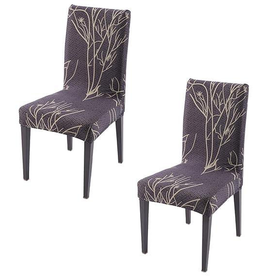 Dark Coffee Twigs print elastic chair covers set of 2 | Hokipo