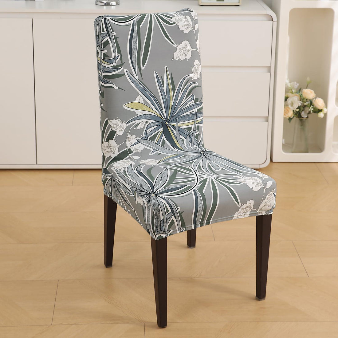 Frost Grey Marginata print chair covers​ Set | Hokipo
