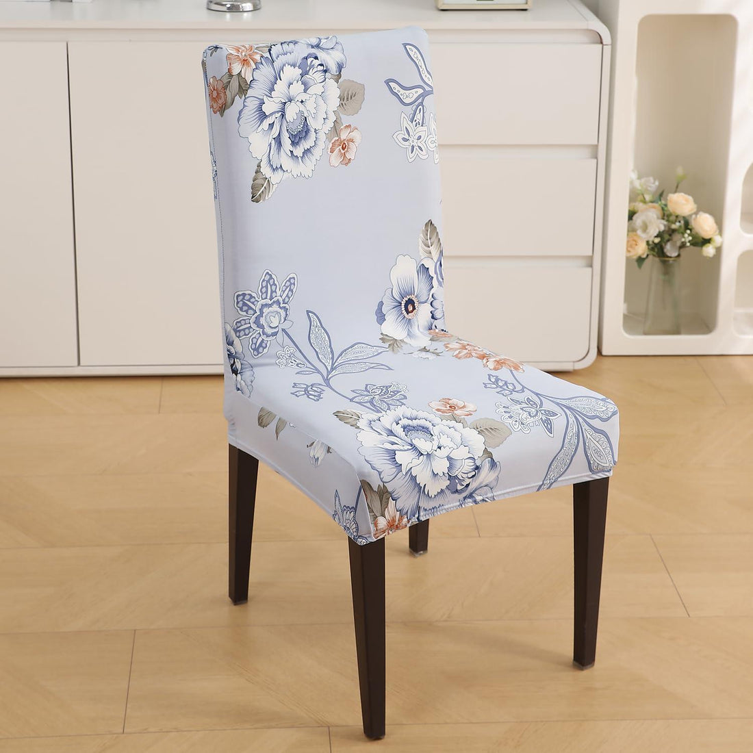 Gentle Grey Dahlia print chair covers​ Set | Hokipo