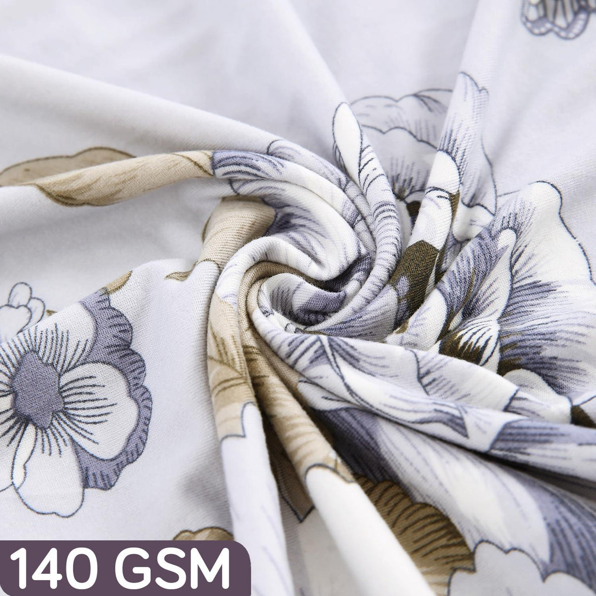 Gentle Grey Dahlia print elastic dining chair covers | Hokipo
