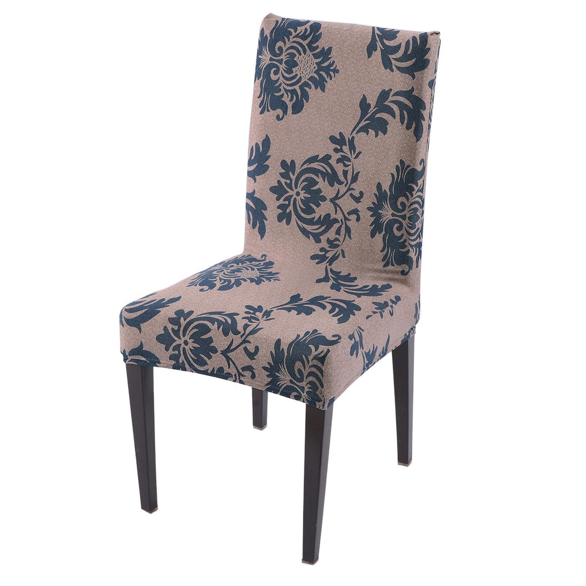 Light Coffee Lotus Damask print chair cover | Hokipo