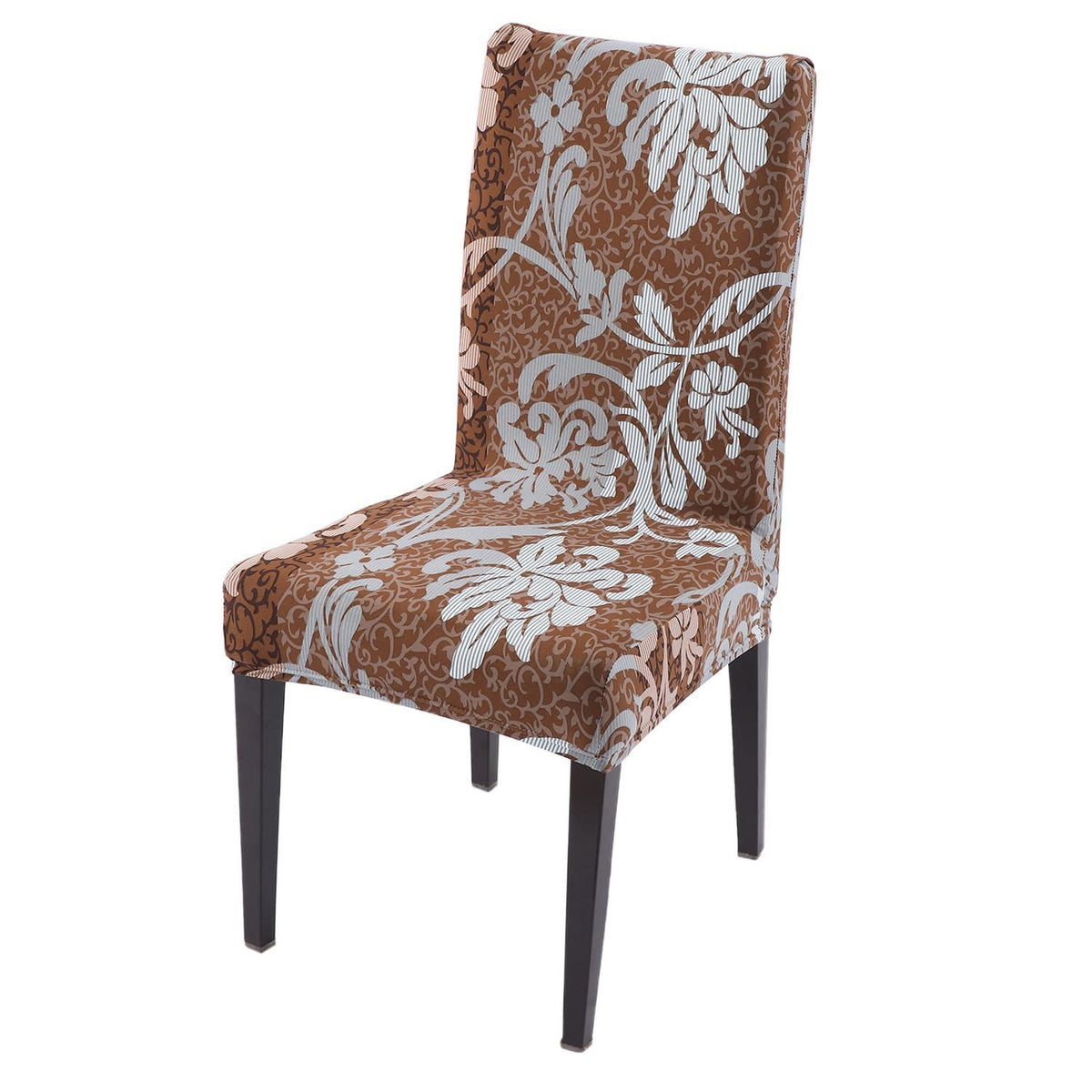 Rich Chocolate Damask Floral print chair cover | Hokipo