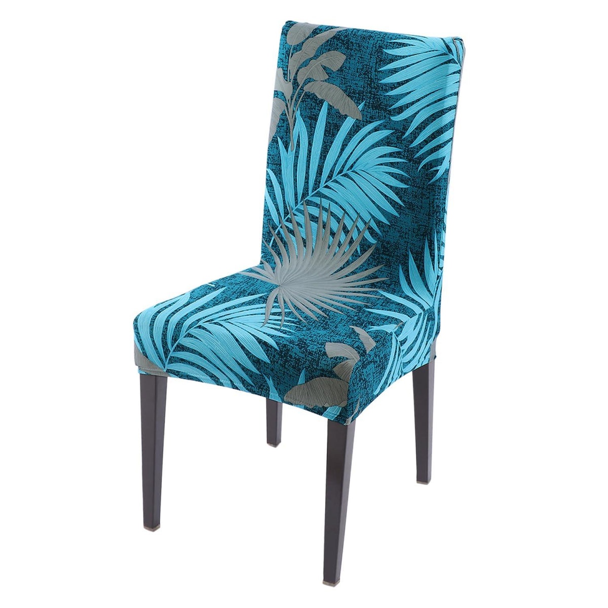 Sea Blue Tropical Leaves print chair cover | Hokipo
