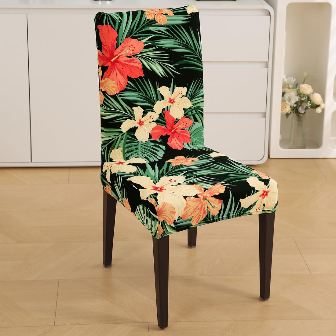 Spring Green Hibiscus print chair covers​ Set | Hokipo
