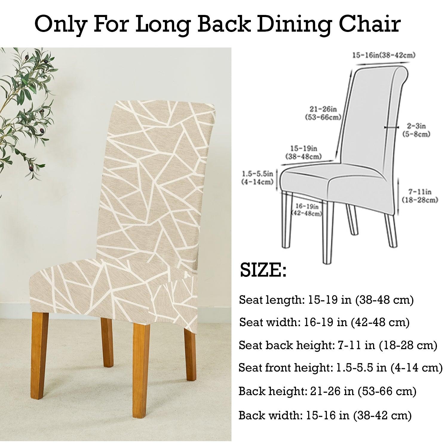 PolySpandex 140gsm High Back Dining Chair Cover Set of 1/2/4/6, Beige Abstract Geometry - HOKIPO | Har Ghar ka Humsafar