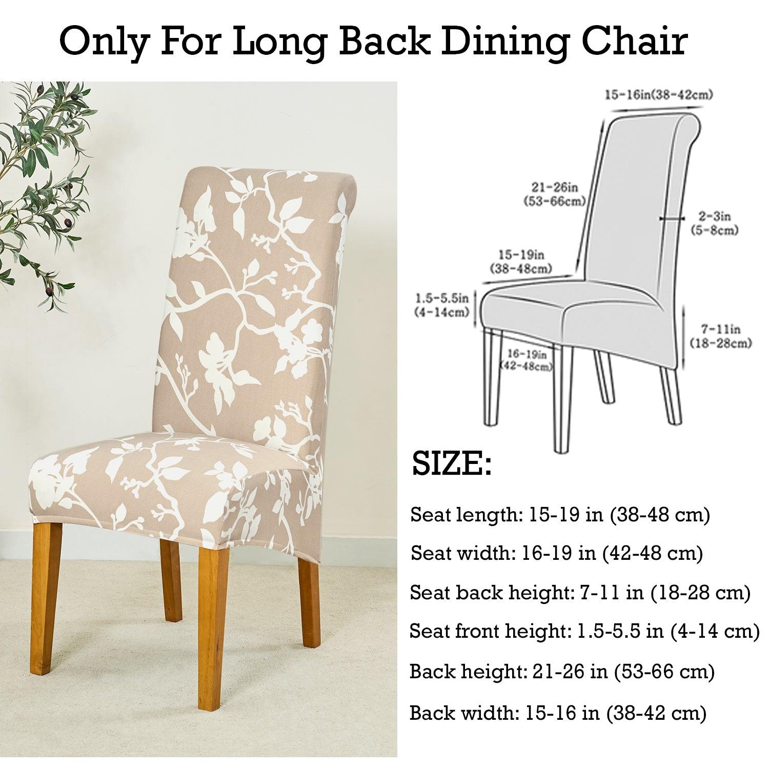 PolySpandex 140gsm High Back Dining Chair Cover Set of 1/2/4/6, Buff Brown Sillehoute Floral - HOKIPO | Har Ghar ka Humsafar