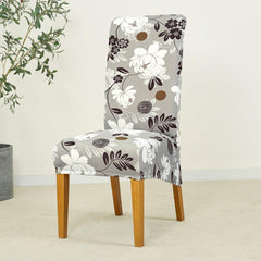 PolySpandex 140gsm High Back Dining Chair Cover Set of 1/2/4/6, Feather Brown Floral - HOKIPO | Har Ghar ka Humsafar