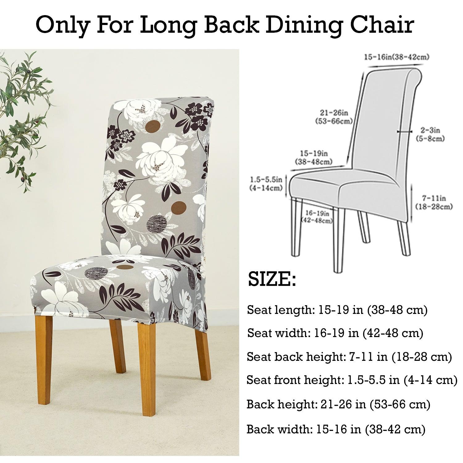 PolySpandex 140gsm High Back Dining Chair Cover Set of 1/2/4/6, Feather Brown Floral - HOKIPO | Har Ghar ka Humsafar