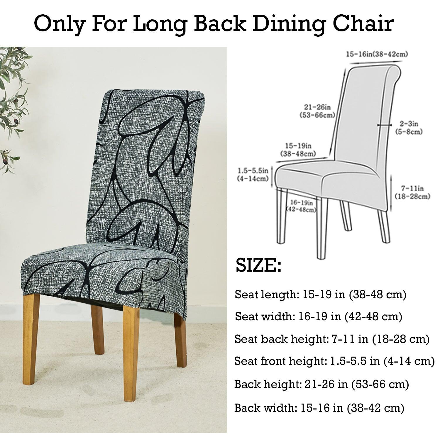 PolySpandex 140gsm High Back Dining Chair Cover Set of 1/2/4/6, Intense Grey Abstract Floral - HOKIPO | Har Ghar ka Humsafar