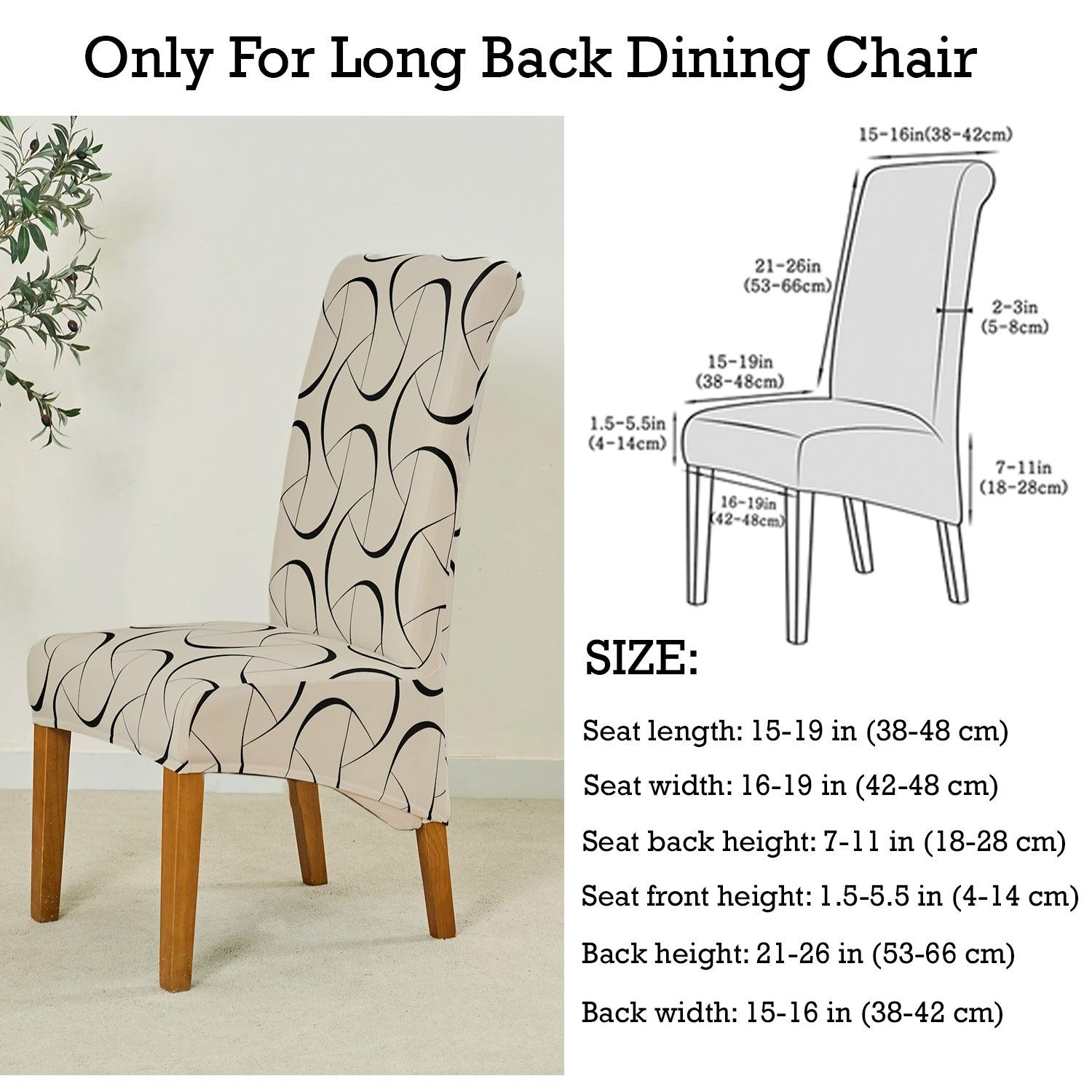 PolySpandex 140gsm High Back Dining Chair Cover Set of 1/2/4/6, Natural Beige Abstract Art - HOKIPO | Har Ghar ka Humsafar