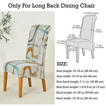 PolySpandex 140gsm High Back Dining Chair Cover Set of 1/2/4/6, Parchement Beige Abstract Art - HOKIPO | Har Ghar ka Humsafar