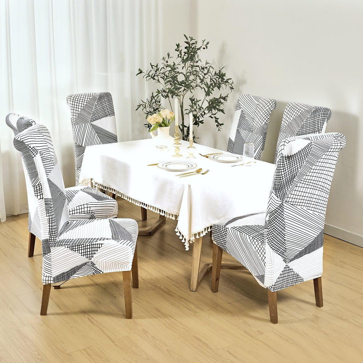 Buy long-back dining chair cover sets | HOKIPO