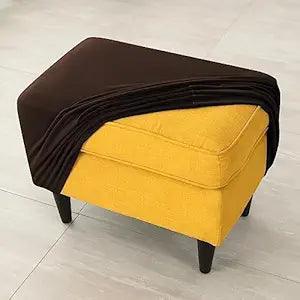 Premium 210 GSM Velvet Stretchable Ottoman Foot Rest Stool Cover, Brown - HOKIPO | Har Ghar ka Humsafar