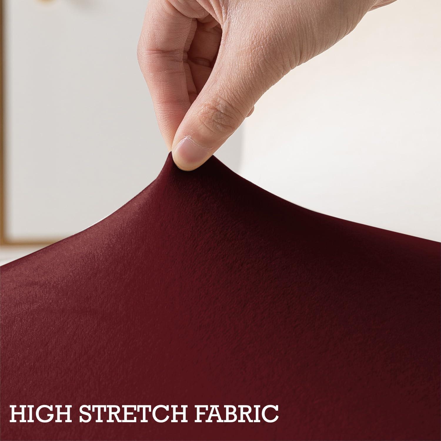Premium 210 GSM Velvet Stretchable Ottoman Foot Rest Stool Cover, Burgundy - HOKIPO | Har Ghar ka Humsafar