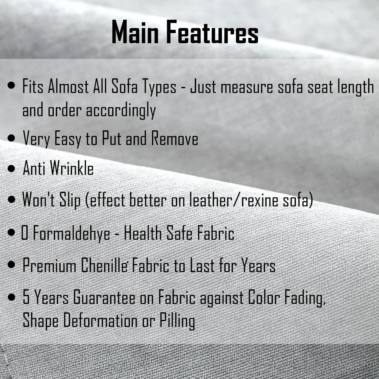 Premium Chenille Anti Slip Sofa Seat Mat for 1/2/3 Seater, Light Grey - HOKIPO | Har Ghar ka Humsafar