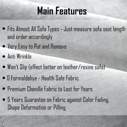 Premium Chenille Anti Slip Sofa Seat Mat for 1/2/3 Seater, Light Grey - HOKIPO | Har Ghar ka Humsafar
