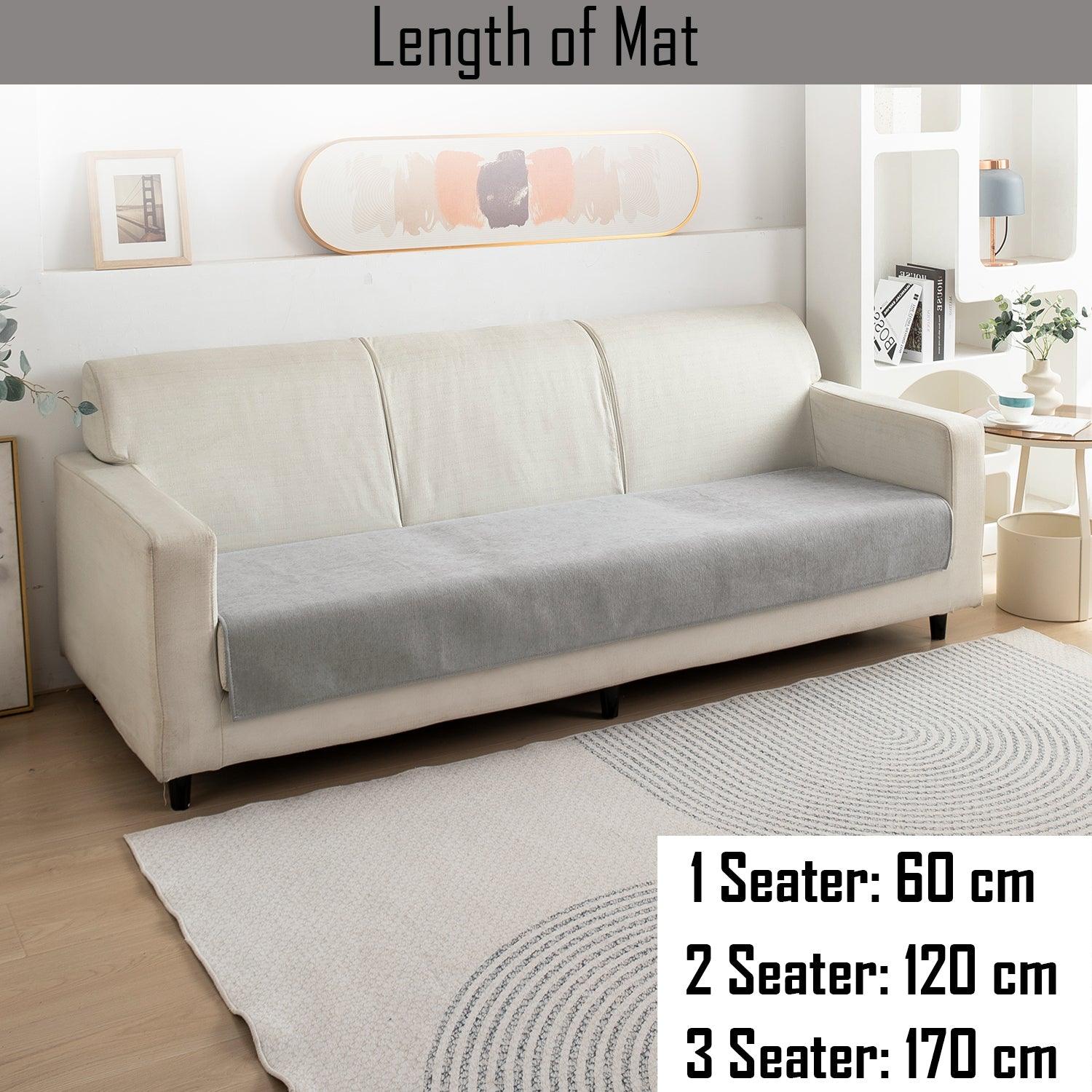 Premium Chenille Anti Slip Sofa Seat Mat for 1/2/3 Seater, Light Grey - HOKIPO | Har Ghar ka Humsafar
