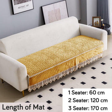 Premium Dutch Velvet Sofa Seat Mat for 1/2/3 Seater Sofa, Mustard - HOKIPO | Har Ghar ka Humsafar