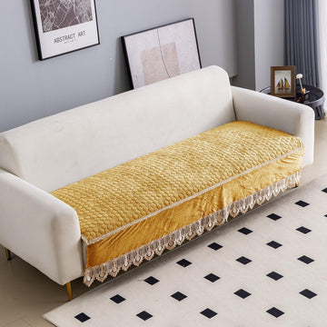Premium Dutch Velvet Sofa Seat Mat for 1/2/3 Seater Sofa, Mustard - HOKIPO | Har Ghar ka Humsafar