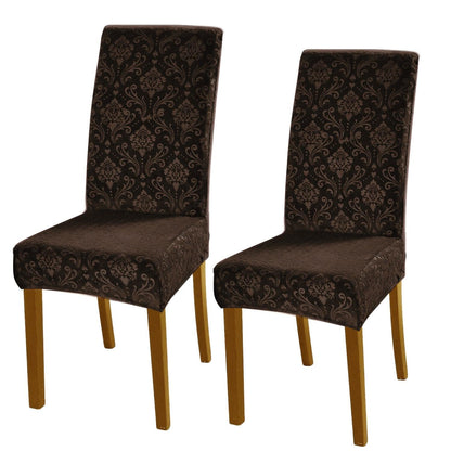 Premium Embossed Velvet Chair Cover Set of 1/2/4/6, Brown - HOKIPO | Har Ghar ka Humsafar