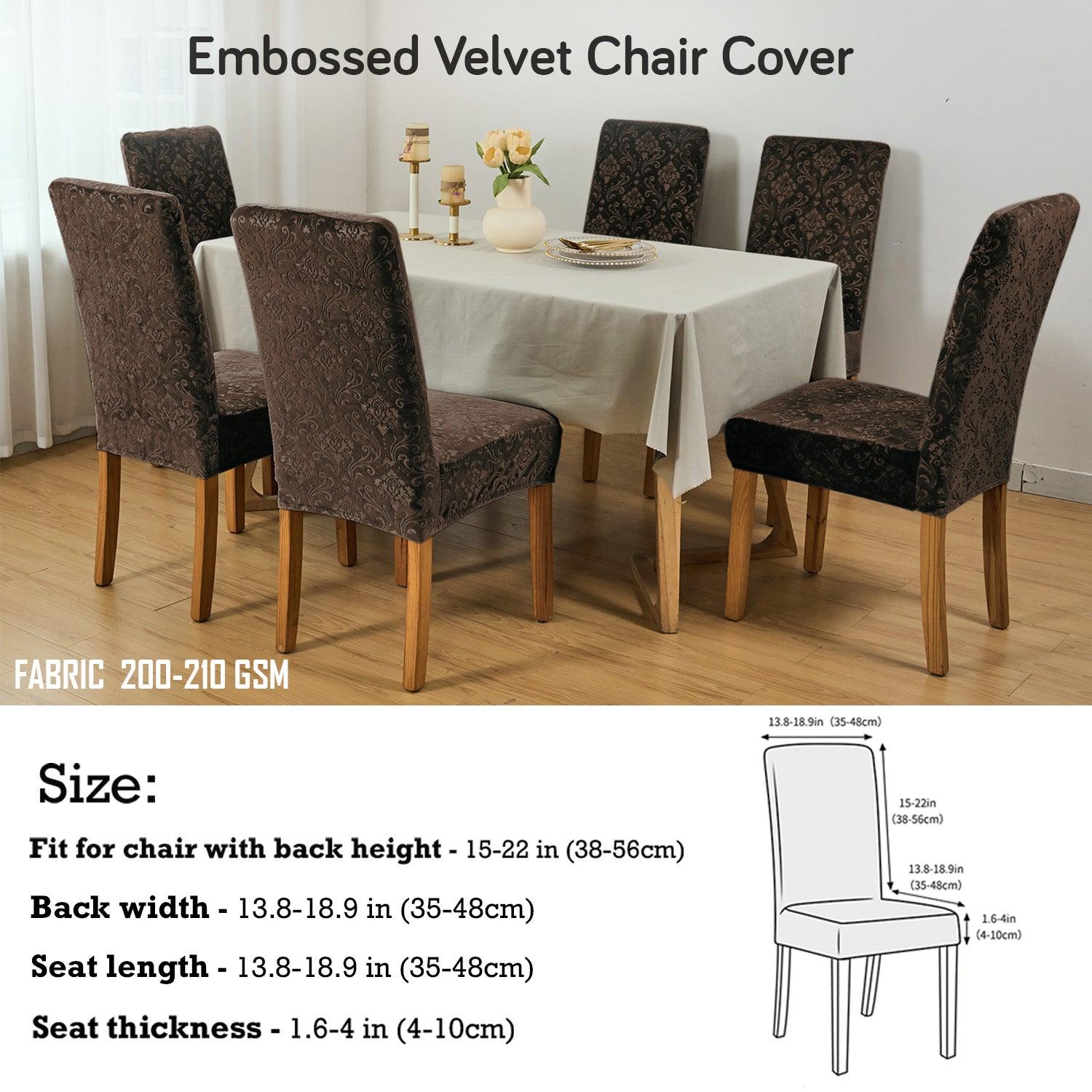 Premium Embossed Velvet Chair Cover Set of 1/2/4/6, Brown - HOKIPO | Har Ghar ka Humsafar