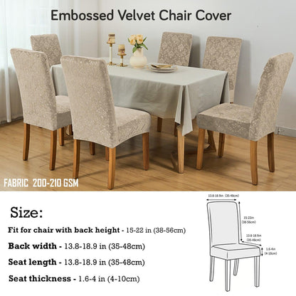 Premium Embossed Velvet Chair Cover Set of 1/2/4/6, Camel - HOKIPO | Har Ghar ka Humsafar