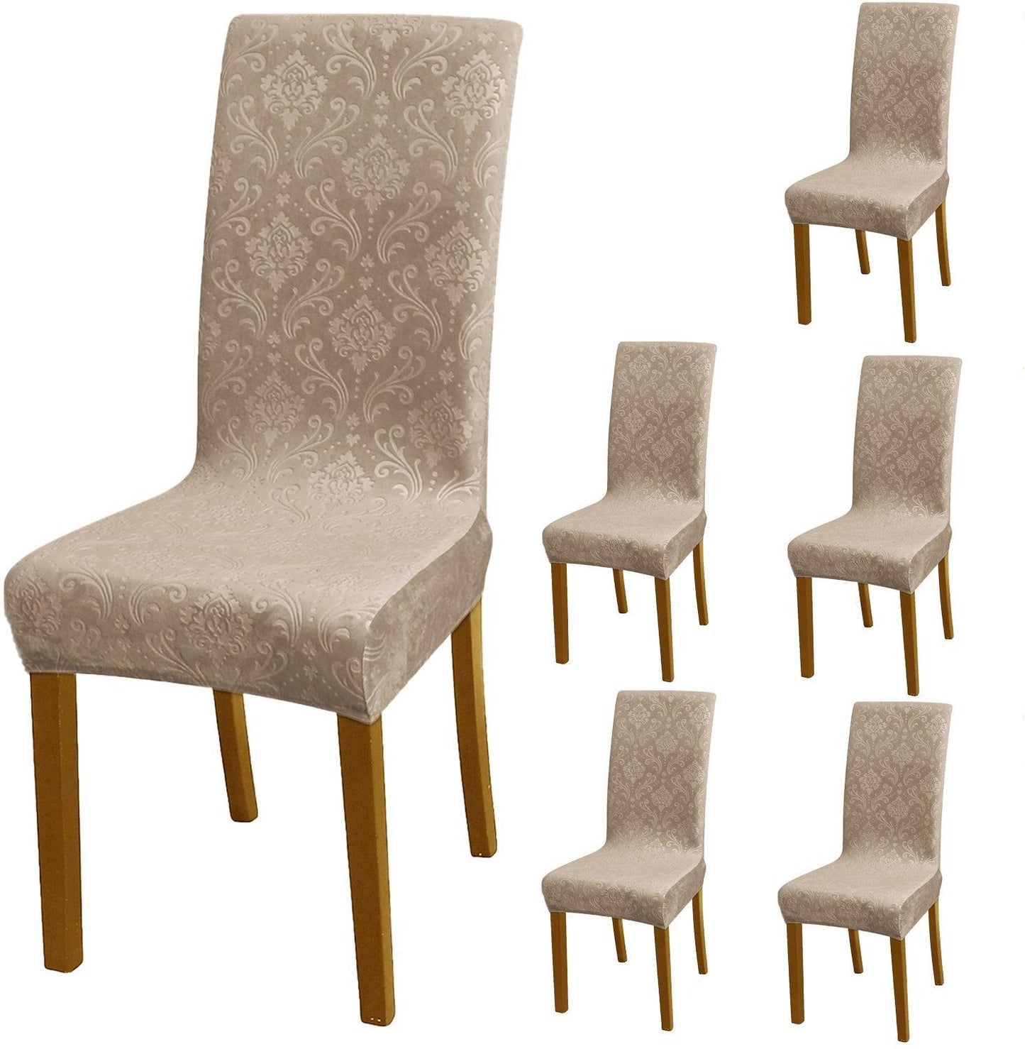 Premium Embossed Velvet Chair Cover Set of 1/2/4/6, Camel - HOKIPO | Har Ghar ka Humsafar