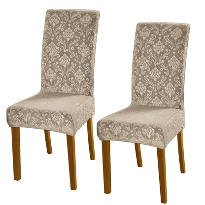 Premium Embossed Velvet Chair Cover Set of 1/2/4/6, Camel - HOKIPO | Har Ghar ka Humsafar