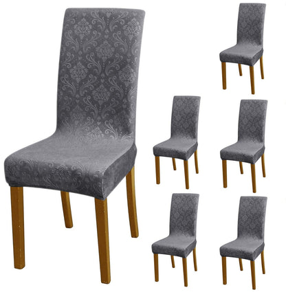 Premium Embossed Velvet Chair Cover Set of 1/2/4/6, Dark Grey - HOKIPO | Har Ghar ka Humsafar