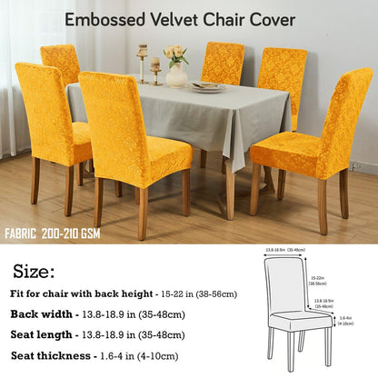 Premium Embossed Velvet Chair Cover Set of 1/2/4/6, Gold - HOKIPO | Har Ghar ka Humsafar