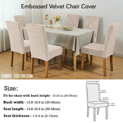 Premium Embossed Velvet Chair Cover Set of 1/2/4/6, Light Camel - HOKIPO | Har Ghar ka Humsafar