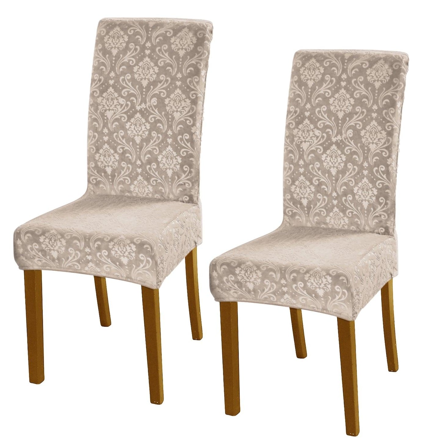 Premium Embossed Velvet Chair Cover Set of 1/2/4/6, Light Camel - HOKIPO | Har Ghar ka Humsafar