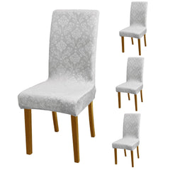 Premium Embossed Velvet Chair Cover Set of 1/2/4/6, Light Grey - HOKIPO | Har Ghar ka Humsafar