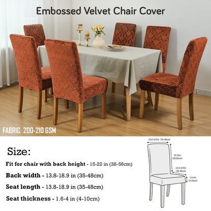 Premium Embossed Velvet Chair Cover Set of 1/2/4/6, Rustic Brown - HOKIPO | Har Ghar ka Humsafar