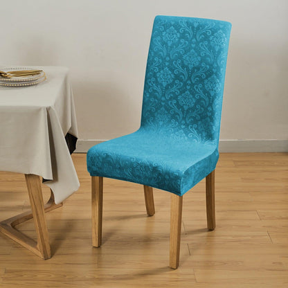 Premium Embossed Velvet Chair Cover Set of 1/2/4/6, Turquoise - HOKIPO | Har Ghar ka Humsafar