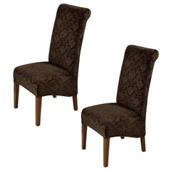 Premium Embossed Velvet Long Back Chair Cover Set of 1/2/4/6, Brown - HOKIPO | Har Ghar ka Humsafar