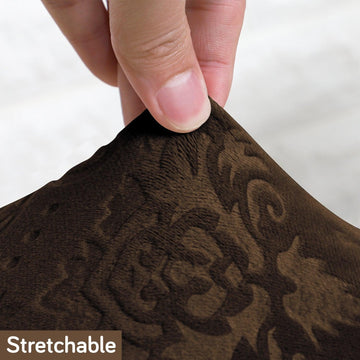 Premium Embossed Velvet Long Back Chair Cover Set of 1/2/4/6, Brown - HOKIPO | Har Ghar ka Humsafar