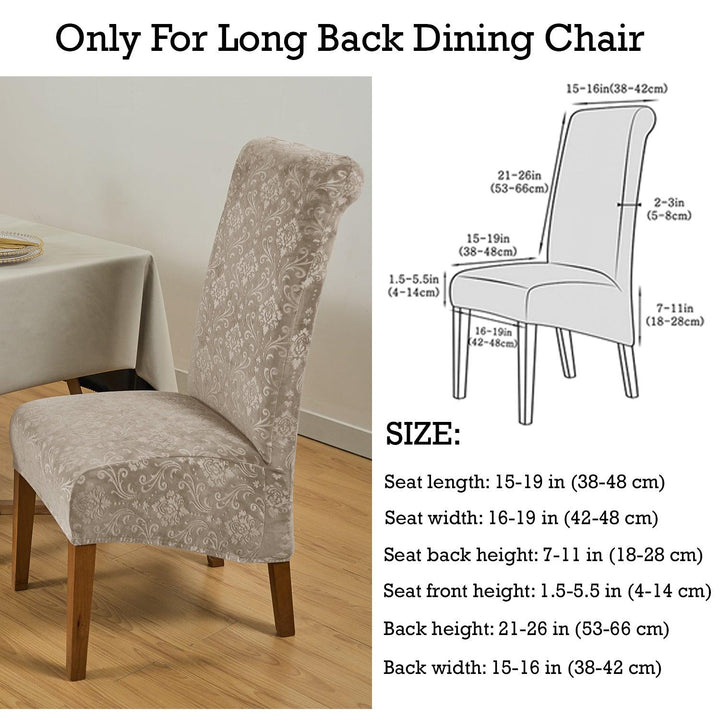 Premium Embossed Velvet Long Back Chair Cover Set of 1/2/4/6, Camel - HOKIPO | Har Ghar ka Humsafar