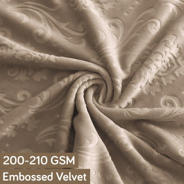 Premium Embossed Velvet Long Back Chair Cover Set of 1/2/4/6, Camel - HOKIPO | Har Ghar ka Humsafar