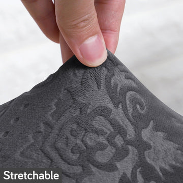 Premium Embossed Velvet Long Back Chair Cover Set of 1/2/4/6, Dark Grey - HOKIPO | Har Ghar ka Humsafar