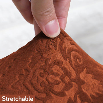 Premium Embossed Velvet Long Back Chair Cover Set of 1/2/4/6, Rustic Brown - HOKIPO | Har Ghar ka Humsafar