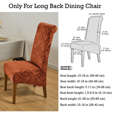 Premium Embossed Velvet Long Back Chair Cover Set of 1/2/4/6, Rustic Brown - HOKIPO | Har Ghar ka Humsafar