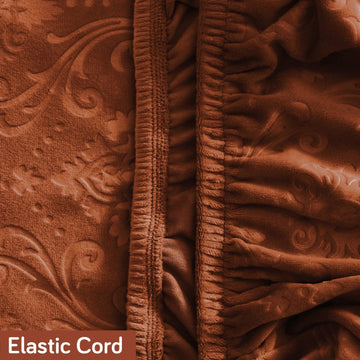 Premium Embossed Velvet Long Back Chair Cover Set of 1/2/4/6, Rustic Brown - HOKIPO | Har Ghar ka Humsafar