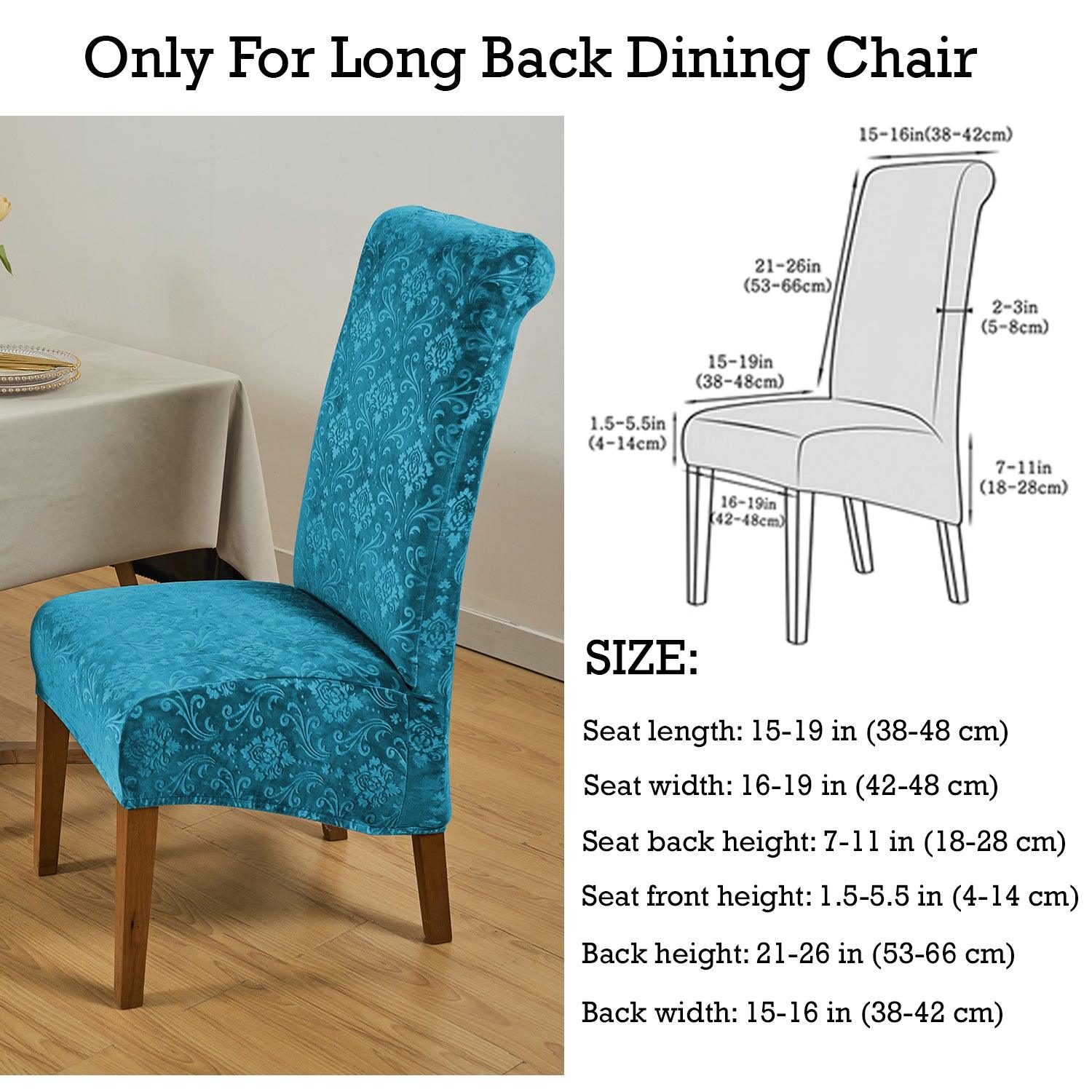 Premium Embossed Velvet Long Back Chair Cover Set of 1/2/4/6, Turquoise - HOKIPO | Har Ghar ka Humsafar